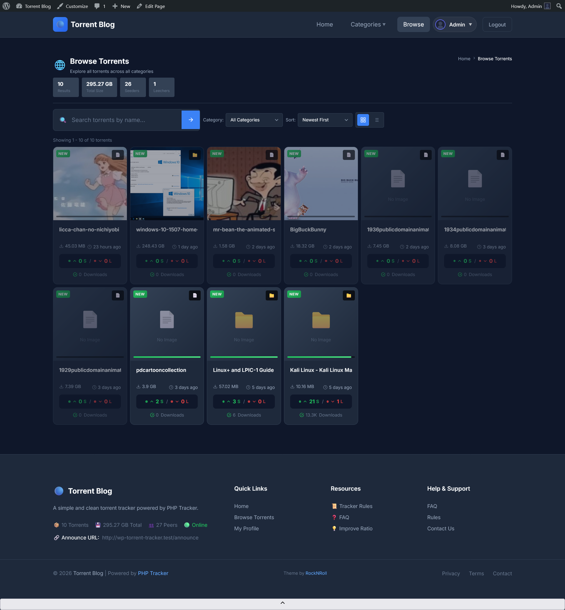 Browse Torrents Page
