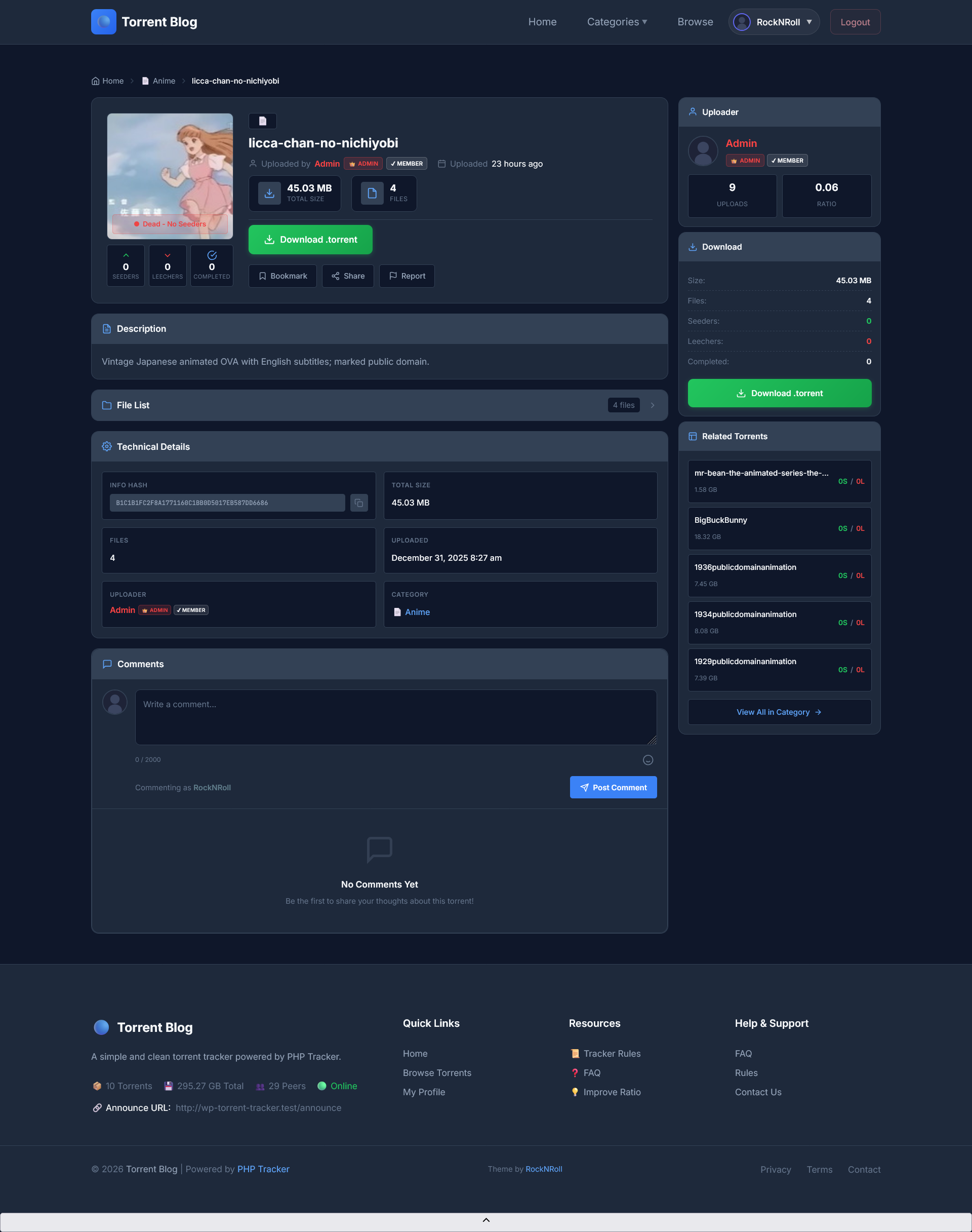 Torrent Details Page