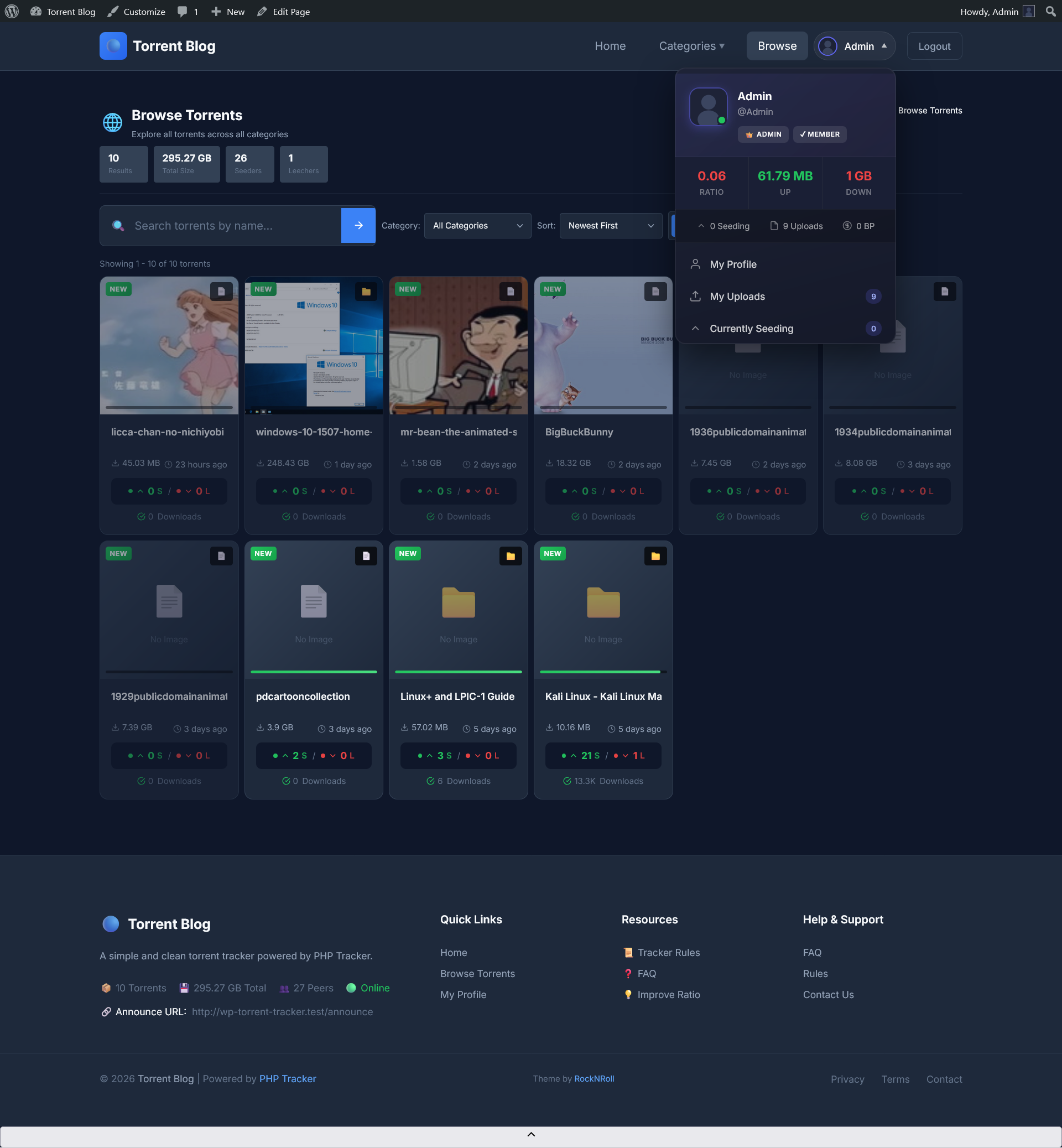 Profile Tab Dropdown